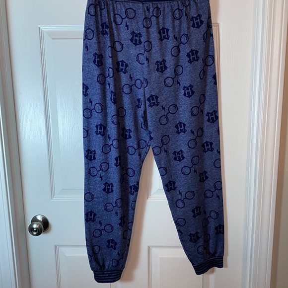 Harry Potter Allover Print Hacci Pajama Jogger Bottoms Blue Size Medium - Picture 3 of 5
